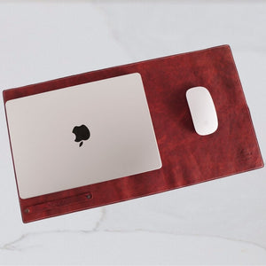 Red Crazy Horse Leather Desk Mat