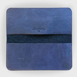 Navy Crazy Horse Leather Long Wallet