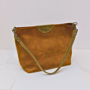Crazy Horse Leather Tote Bag - Brown 