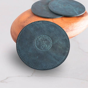 Deluxe Premium Turquoise Leather Coasters - Set of 4