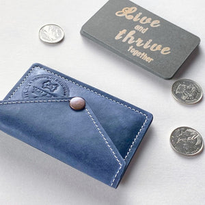 Handmade Navy Crazy Horse Leather Coin Holder