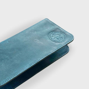 Premium Turquoise Crazy Horse Leather Long Wallet