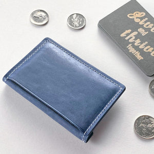 Navy Crazy Horse Leather Coin Holder