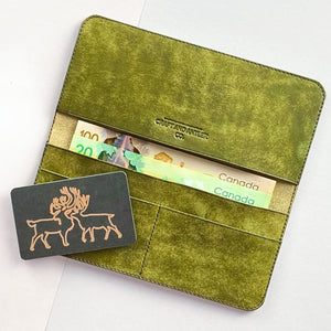 Premium Olive Pueblo Leather Long Wallet Plus+