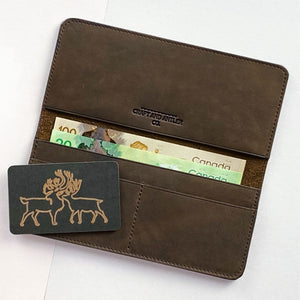 Chocolate Crazy Horse Leather Long Wallet Plus+