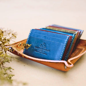 Navy Crazy Horse Leather Card Holder