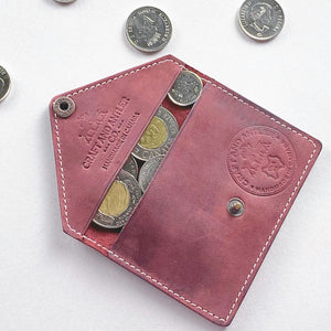 Purple Crazy Horse Leather Coin Holder Wallet