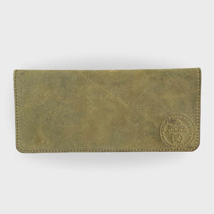 High-Quality Olive Crazy Horse Leather Long Wallet Plus+