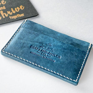 Premium Turquoise Crazy Horse Leather Card Holder
