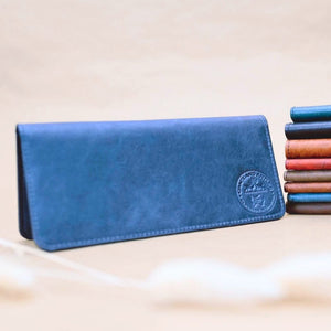 Navy Crazy Horse Leather Long Wallet Plus+