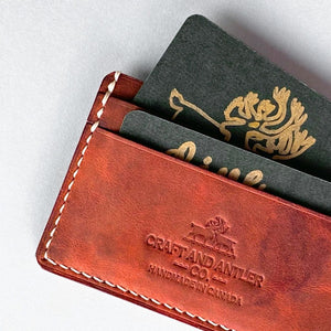 Red Crazy Horse Leather Cardholder