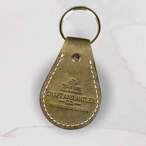 Olive Crazy Horse Leather Handsewn Keychain