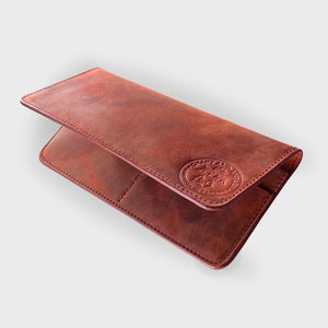 Handcrafted Red Crazy Horse Leather Long Wallet Plus+