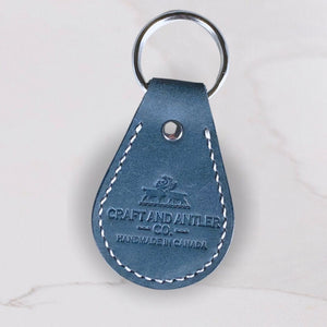 Navy Crazy Horse Leather Keychain