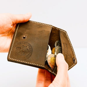 Brown Crazy Horse Leather Coin Holder Wallet