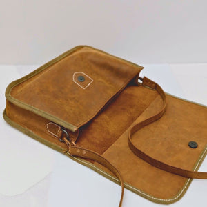 Premium Brown Crazy Horse Leather Messenger Bag