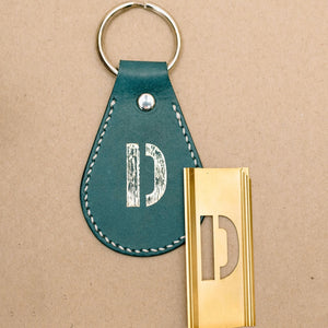 Personalized Pueblo Leather Keychain with D Letter