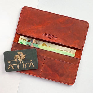 Red Crazy Horse Leather Long Wallet Plus+